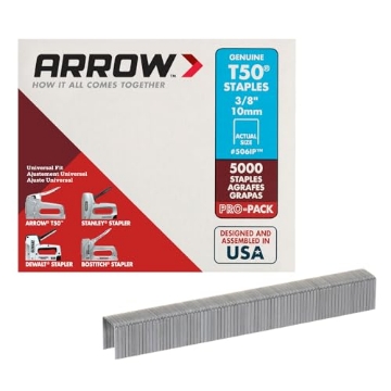 Picture of ARROW FASTENER CO LLC 506IP Arrow Fastener 506IP Heavy Duty T50 Staples for Upholstery, Construction, Furniture, Crafts, 3/8-Inch Leg Length, 3/8-Inch Crown Size, 5000 Pieces ( Pack of 1) (EA)