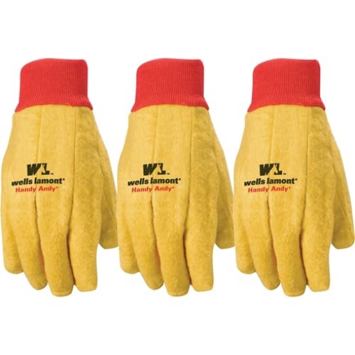 Picture of WELLS LAMONT 300F Wells Lamont Polyester and Cotton Chore Gloves, Standard Weight, One Size, 3 Pack (300F) Gold (EA)