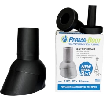 Picture of PERMA-BOOT 312-3N1 BLK Perma-Boot Pipe Boot Repair Flashing Adjustable 1.5 in. I.D. to 3 in. I.D. Vent Pipe in Black (EA)