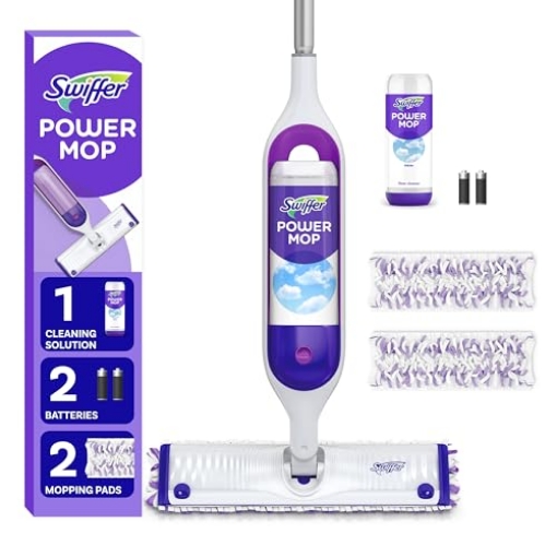 Picture of Swiffer 80714900 Swiffer PowerMop Multi-Surface Mop Kit for Floor Cleaning, Includes PowerMop, 2 Mopping Pad Refills, 1 Cleaning Solution with Fresh Scent and 2 Batteries (PK-2-EA)