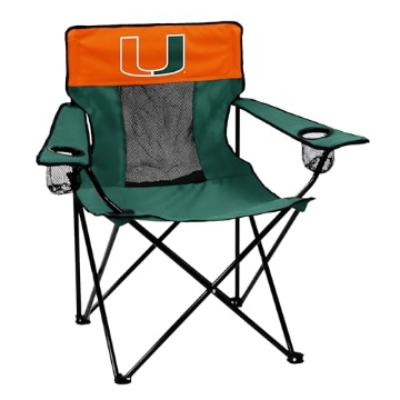 Picture of LOGO BRANDS INC 169-12E Logo Brands NCAA Miami Hurricanes Elite Portable Chair - Premium Outdoor Chair with Cup Holder, Powder-Coated Steel Frame, Lightweight and Portable for Tailgating,and Sporting Events (EA)