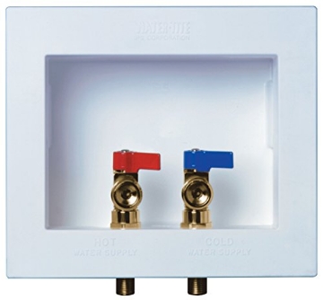 Picture of IPS 82054 Water-Tite 82054 DU-ALL Dual-Drain Washing Machine Outlet Box - Quarter-Turn Brass Valves Installed, 1/2" CPVC Connection (EA)