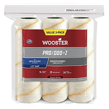 Picture of WOOSTER RR724-9 Wooster Brush RR724-9 Pro/Doo-Z Roller Cover, 1/2 Inch Nap, 9 Inch (3-Pack), White (EA)