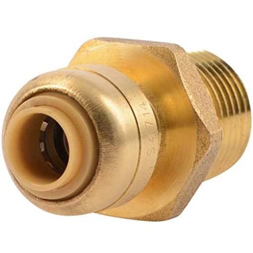 Picture of Shark Industries Ltd U110LFA SharkBite 1/4 Inch x 1/2 Inch MNPT Reducing Adapter, Push to Connect Brass Plumbing Fitting, PEX Pipe, Copper, CPVC, PE-RT, HDPE, U110LFA (EA)