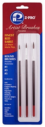 Picture of Premier Paint Roller LLC AR10103 Premier Paint Roller AR10103 Artist Brush Red Sable Round Carded Brush Set 3-Piece (EA)
