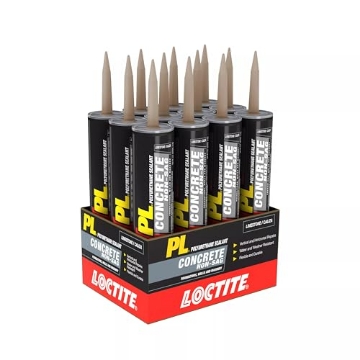 Picture of Loctite 1618522 Loctite PL Concrete Non-Sag, Limestone Polyurethane Sealant, Gray, 10 fl oz Cartridge, 12 Pack (PK-12-EA)