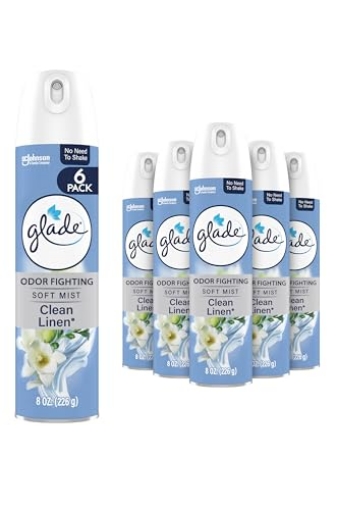 Picture of SJN SJN377341 Glade Air Freshener Room Spray, Clean Linen Scent, Odor Fighting to Deliver Long Lasting Freshness, 8 Oz, 6 Count (PK-6-EA)