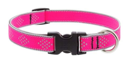 Picture of Lupine Collars & Leads 48201 Lupine Reflective Small Dog Collar 3/4" Wide Pink Diamond Adjusts from 9" to 14" (EA)