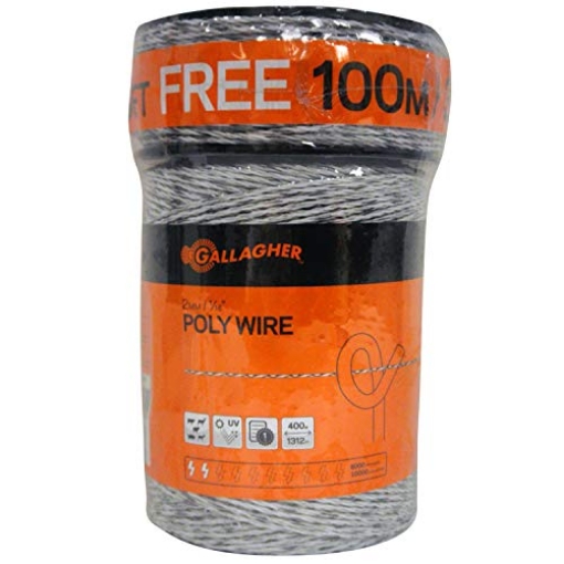 Picture of GALLAGHER G620300 Gallagher Electric Fence Poly Wire | Bonus Pack - 1312 Ft Plus Free 328 Ft Roll | 6 Stainless Steel Strands for Reliable Conductivity and Rust Resistance | 1/16" Diameter Polywire | UV Resistant (EA)