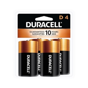 Picture of DURACELL(R) MN1300R4Z Duracell Coppertop D Batteries, 4 Count (Pack of 1), D Battery with Long-lasting Power, All-Purpose Alkaline D Battery for Household and Office Devices (PK-4-EA)
