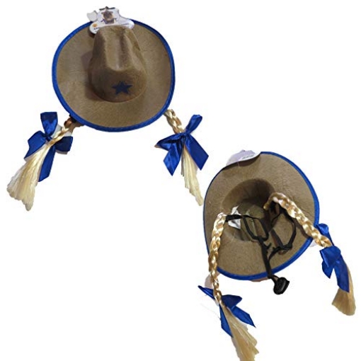 Picture of Unknown  Walmart Pet Cowgirl Cowboy Hat with Blonde Braids Costume Accessory M/L (EA)