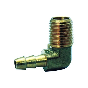 Picture of JMF COMPANY 4504726 JMF Brass Hose Barb Elbow 1/2 in. Dia. x 3/8 in. Dia. Yellow 1 pk (PK-5-EA)