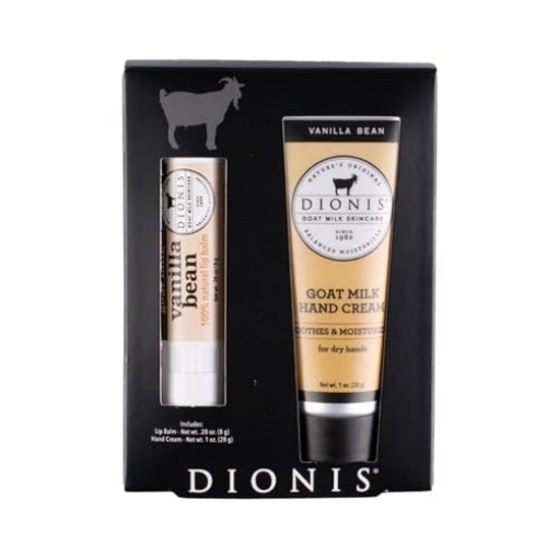 Picture of Creative Nail Design C33117-2 Dionis Goat Milk Skincare Vanilla Bean Scented Hand Cream & Lip Balm Set (1 oz and .28 oz) - Safe For Sensitive Skin, Soothes Chapped Lips and Dry Skin, Cruelty-free and Paraben-free (PK-12-EA)