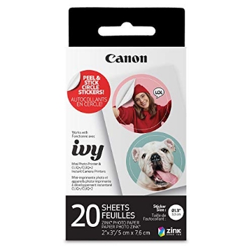 Picture of CNM CNMZINCCIRCLE20 Canon Ivy Zink Pre-Cut Circle Sticker Paper 20 Sheets Pack Compatible with Canon Ivy Mini Photo Printer and CLIQ+/CLIQ+2 (EA)