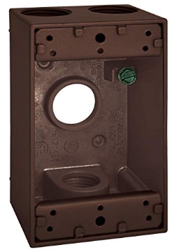 Picture of SIGMA ENGINEERED SOLUTIONS 14251BR SIGMA ENGINEERED SOLUTIONS Metal Electrical Outlet Box, Weatherproof, Easy Mount Plug and Receptacle Protector, 1 Gang Box, Bronze, (E) 4 Holes (EA)