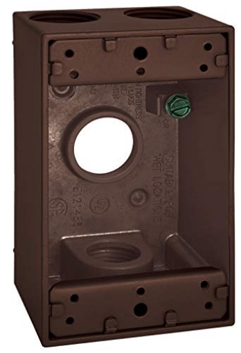 Picture of SIGMA ENGINEERED SOLUTIONS 14251BR SIGMA ENGINEERED SOLUTIONS Metal Electrical Outlet Box, Weatherproof, Easy Mount Plug and Receptacle Protector, 1 Gang Box, Bronze, (E) 4 Holes (EA)