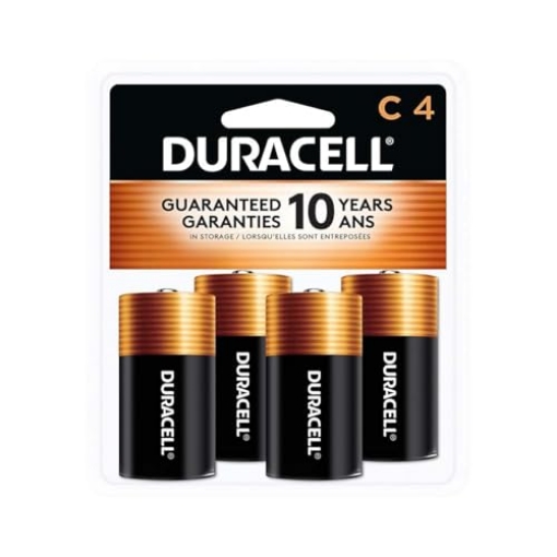 Picture of DURACELL(R) MN1400R4Z Duracell Coppertop C Batteries, 4 Count Pack, C Battery with Long-lasting Power, All-Purpose Alkaline C Battery for Household and Office Devices (PK-4-EA)