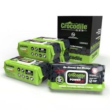 Picture of NUVIK USA INC 5900 Crocodile Cloth PowerSCRUB Cleaning Wipes – 480 Count (6 Packs of 80 Count) Dual-Surface Cloths, Heavy-Duty, Moist, Absorbent, & Disposable - Safe on Skin & Multiple Surfaces - 15" x 10" XL Wipes (PK-6-EA)