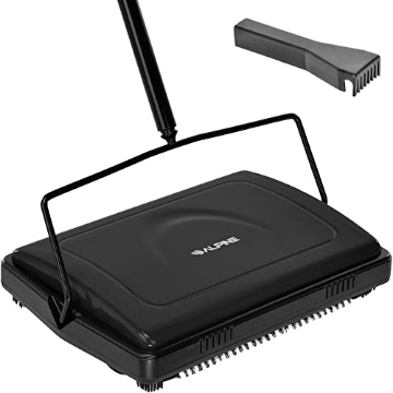 Picture of ALPINE IND ALP469BLKNEW Alpine Manual Carpet Sweeper Triple Brush – Cordless Non Electric Multi-Surface Floor Brush Hardwood Floor Cleaner Easy Sweeping for Carpeted Floors (Improved Black) (EA)