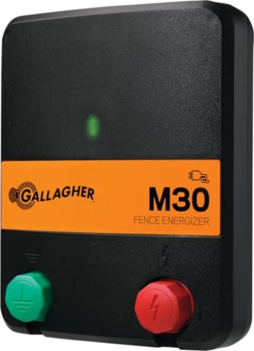 Picture of GALLAGHER G331434 Gallagher M30 Electric Fence Charger | 0.3 Joules for Gardens, Pets, & Small Livestock | Powers Up to 5 Miles Clean or 2 Miles Typical Fence | Compact 110V Fence Energizer | Built-in Protection (EA)
