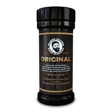 Picture of WHITEFEATHER MEATS LLC BB-4100 Bearded Butchers Blend Original Seasoning, 11 oz Large Shaker – All-Purpose Spice for Meats, Veggies, Soups, Sandwiches, Eggs, Fries – No MSG, Gluten-Free, No Sugar, Bold Flavor (EA)