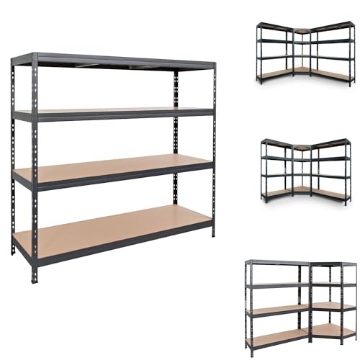 Picture of AR SHELVING INC 8586002700039 AR Shelving 2400-Lb. Capacity, 71in.H x 60in.W x 18in.D Rivet Shelving Unit, Or Assemble as 2 Benches, Ea. 35 1/2in.H x 120in.L x 18in.D, Matte Dark Gray, Model# Garage 60/18 600 Lbs. (EA)