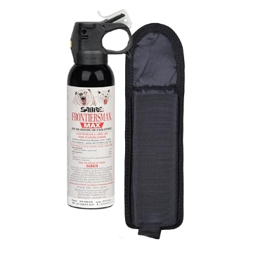 Picture of Sabre FBADX-04 SABRE Frontiersman MAX 7.9 fl oz. Bear & Mountain Lion Attack Deterrent, Up to 40 ft Range, Contains 2% Major Capsaicinoids, Safer for You, Animals & The Environment, Glow-in-The-Dark Safety (EA)
