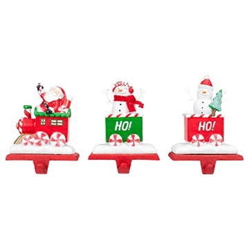 Picture of TRANSPAC TC00685 Transpac Resin Snowman & Santa Stocking Holder, Set of 3, Assortment (PK-4-EA)