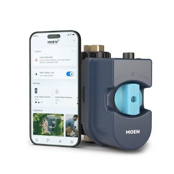 Picture of Moen 900-001 Moen Flo Smart Water Monitor and Automatic Shutoff Sensor, Wi-Fi Water Leak Detector for 3/4-Inch Diameter Pipe, 900-001 (EA)