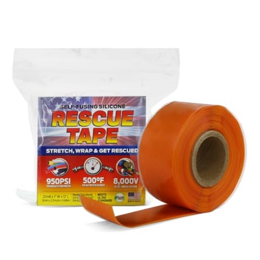Picture of SEAL IT SERVICES INC RT12012BOR Bond It Rescue Tape, Self-Fusing Silicone for Emergency Plumbing, Pipe & Hose Repair, Electrical Insulation, Waterproof, 950PSI, Made in USA, 1" x 12', Orange (EA)