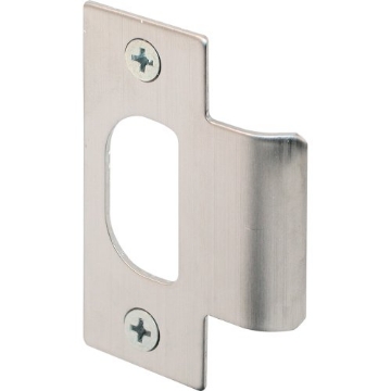 Picture of Prime E 2299 Prime-Line E 2299 Stainless Steel Standard T-strike Door Strike Plate, 2-1/8 In. Hole Spacing, Chrome Plated (Single Pack) (EA)