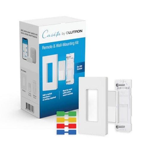 Picture of LUTRON ELECTRONICS CO PJ2W-P2B-WH-R Lutron Pico Paddle Remote Wall-Mounting Kit for Wireless 3-Way Switch Applications w/Caseta Smart Dimmer Switches, Includes Remote, Wallbracket, Wallplate, and Wire Label Stickers, PJ2W-P2B-WH,White (EA)