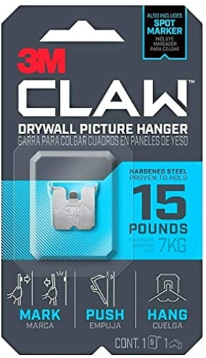 Picture of 3M 3DH15SLV-1ES 3M CLAW Strong Durable Drywall Picture Hanger (15 LB) (PK-24-EA)