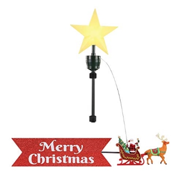 Picture of MR CHRISTMAS INC 49355AC Mr. Christmas Santa’s Sleigh Animated Tree Topper with Banner,Red (8-Inch) (EA)
