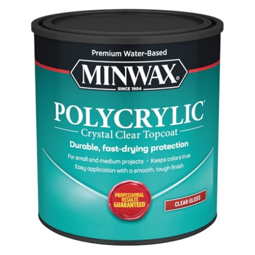 Picture of Minwax 65555444 Minwax 65555 Clear Polycrylic Water-Based Protective Finish Gloss, Quart, 1 Quarts (Pack of 1) (EA)