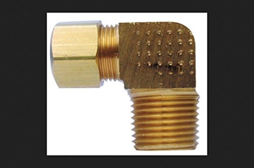Picture of JMF COMPANY 4338372 JMF 1/4 in. Dia. x 1/4 in. Dia. Compression To MPT Yellow Brass Elbow (PK-2-EA)
