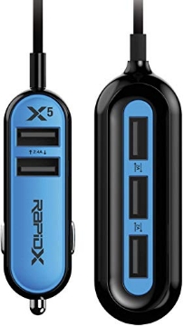 Picture of RAPIDX RX-X5USBB RapidX X5 Car Charger with 5 USB Ports for iPhone and Android - Blue (EA)