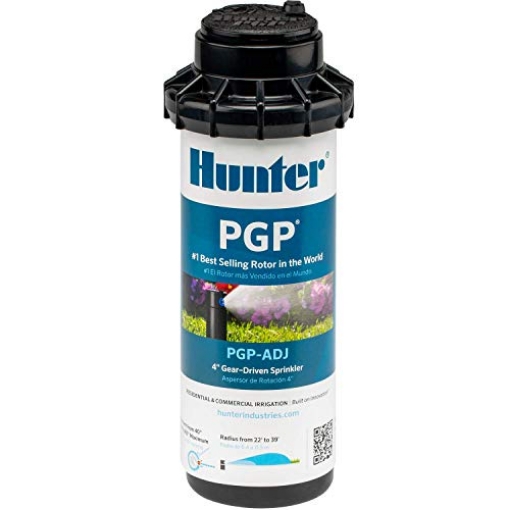 Picture of Hunter Fan Company PGPADJB30 Hunter PGP-ADJ 3/4" Rotor Sprinkler Head, Adjustable 40°-360° Arc, 4" Pop-Up Gear Drive Lawn Irrigation Head, 22-52 ft Spray Distance, Preinstalled 3.0 GPM Nozzle (EA)