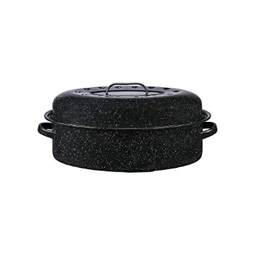 Picture of GRANITE WARE 319792 Granite Ware 18" Oval Roaster with Cover, Large Non-Stick Porcelain Enamel Roasting Pan, Even Heating, Dishwasher Safe, Durable Carbon Steel, Made in Mexico (PK-2-EA)