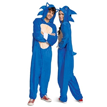 Picture of Disguise DG124789T Disguise Unisex Adult Sonic Costume, Official Movie Outfit, Sized, As Shown, Medium 38-40 US (EA)