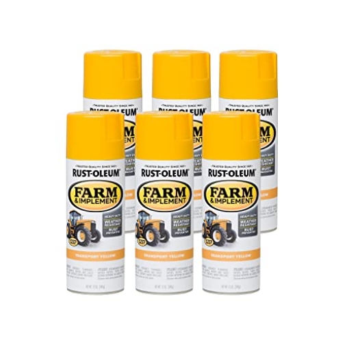 Picture of Rustoleum 280145 Rust-Oleum 280145-6PK Farm & Implement Spray Paint, 12 oz, Gloss Transport Yellow, (Pack of 6) (PK-6-EA)