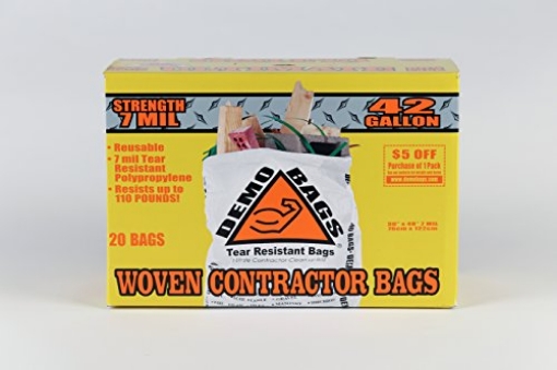 Picture of DEMO BAGS 897677000040 DemoBags Reusable 7 MIL 42-gallon Contractor Trash Bags, 20-count box (EA)