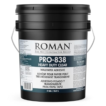 Picture of ROMAN INC 11305 Roman PRO-838 Heavy Duty Clear Wallpaper Adhesive, for Non-Wovens, Commercial Weight Wallcoverings, Wall Carpet, and More, 5-Gallon (1,500 sq. ft.) (EA)