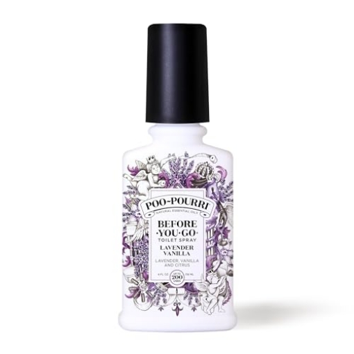 Picture of Poo-Pourri LV-004-CB Poo-Pourri Before-You-Go Toilet Spray, Lavender Vanilla, 4 Fl Oz, Up to 200 Uses, Bathroom Odor Deodorizer, Plant-Based with Essential Oils, for Home or Work, Lavender, Vanilla and Citrus Scent (PK-12-EA)