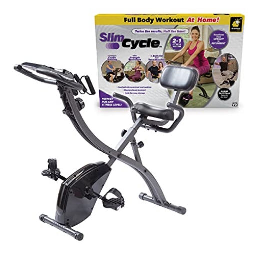 Picture of TELEBRANDS CORPORATION 13160 BulbHead As Seen On TV Slim Cycle Stationary Bike, Most Comfortable Exercise Machine, Thick, Extra-Wide Seat & Back Support Cushion, Recline or Upright Position, Twice The Results in Half The Time (EA)
