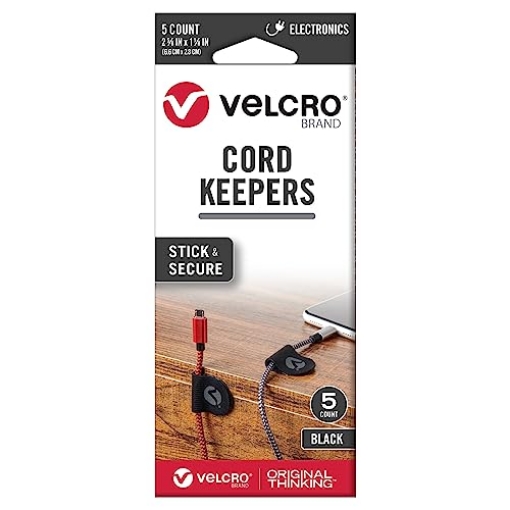 Picture of VEK VEL-30820-USA VELCRO® Brand Cord Keepers, 2-5/8" x 1-1/8", Black, Pack Of 5 Keepers (EA)