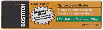 Picture of STANBOSTIT SX503513/8SS1M Bostitch Sx503513/8ss-1m 1-3/8"leg 18-gauge 7/32" Narrow Crown Stainless Steel Staples(1000) (EA)