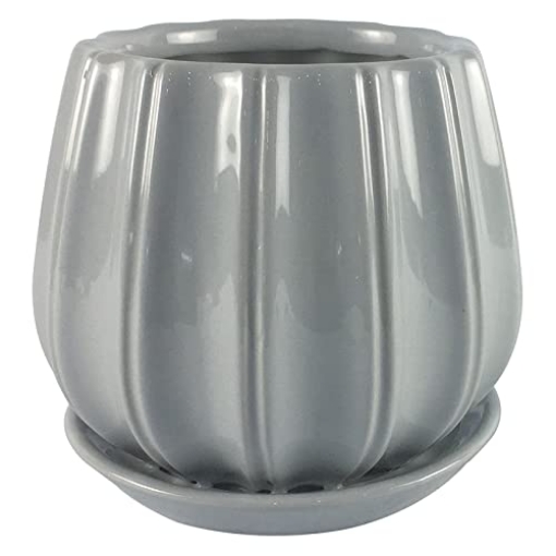 Picture of TRENDSPOT INC CR01137S-08H TRENDSPOT 7008877 8 in. Contour Ceramic Planter44; Gray - Pack of 22 (PK-2-EA)