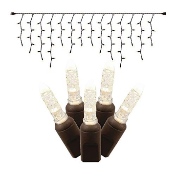 Picture of Vickerman X6B3101PBG Vickerman 70 Warm White M5 LED Single Mold Icicle Light on Brown Wire, 9' Christmas Light Strand (EA)