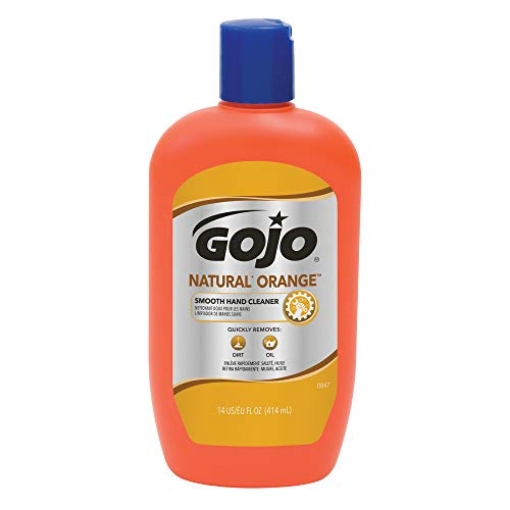Picture of Gojo Industries 0947-12 GOJO NATURAL ORANGE Smooth Hand Cleaner, 14 fl oz Quick-Acting Lotion Hand Cleaner Flip-Cap Squeeze Bottle (Pack of 12) - 0947-12 (CT-12-EA)